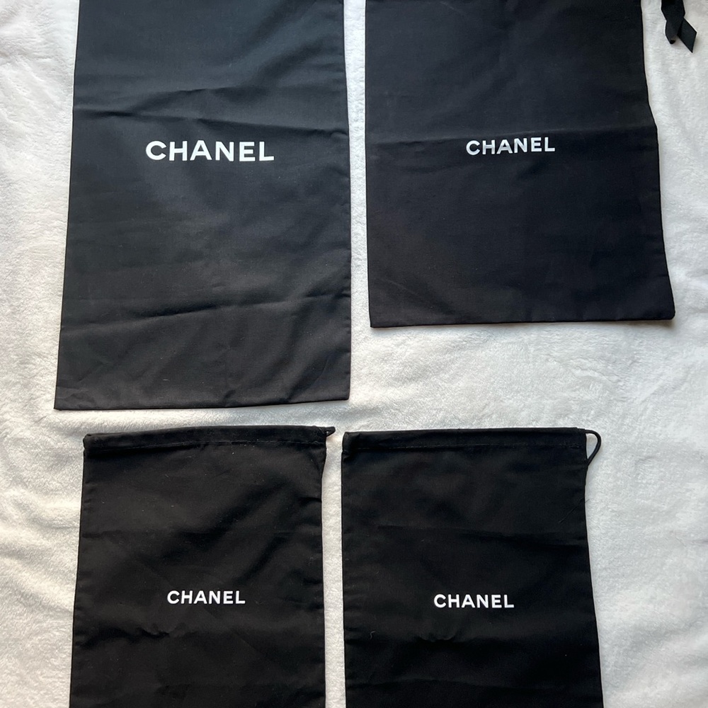 Chanel Dust Bag Lot of 4 Authentic Black Storage Bags Various Sizes